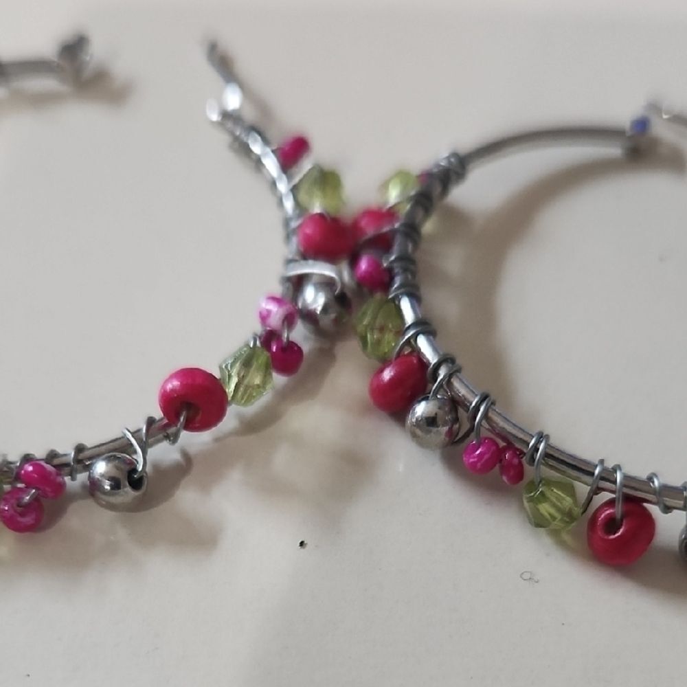 Colorful Beaded Hoop Earrings